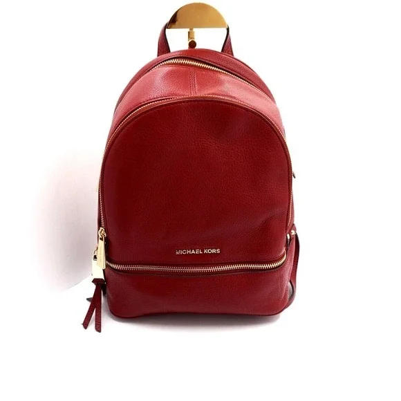 Michael Kors Red Leather Backpack Gold‎ Hardware Adjustable  display picture 1